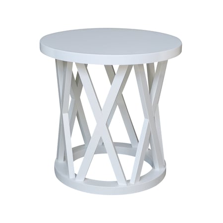 International Concepts Round Ceylon End Table, 24 in W, 24 in L, 24 in H, Wood, White OT08-46ER